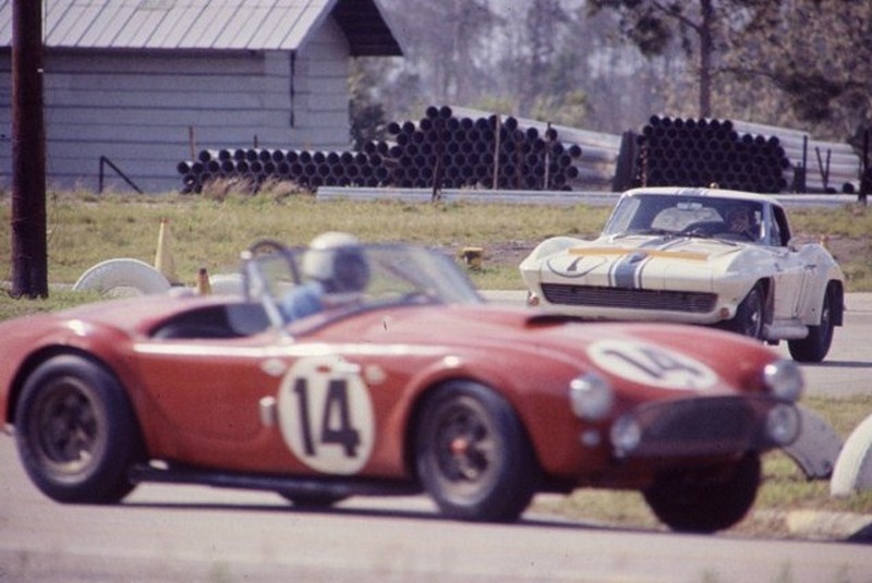 Dave MacDonald and Fireball Roberts co-drive the Shelby Cobra Roadster at the 12 HRS Sebring in 1963